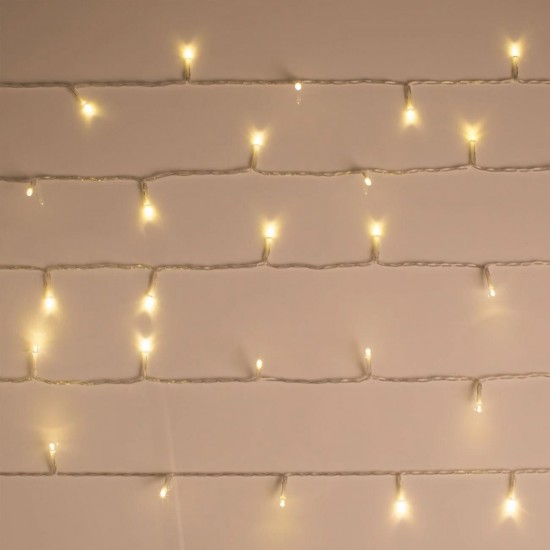 Instalatie de lumini cu 100 de becuri LED  Albe  Cablu Transparent cu 8 Programe