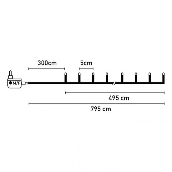 Instalatie de lumini cu 100 de becuri LED  Albe  Cablu Transparent cu 8 Programe