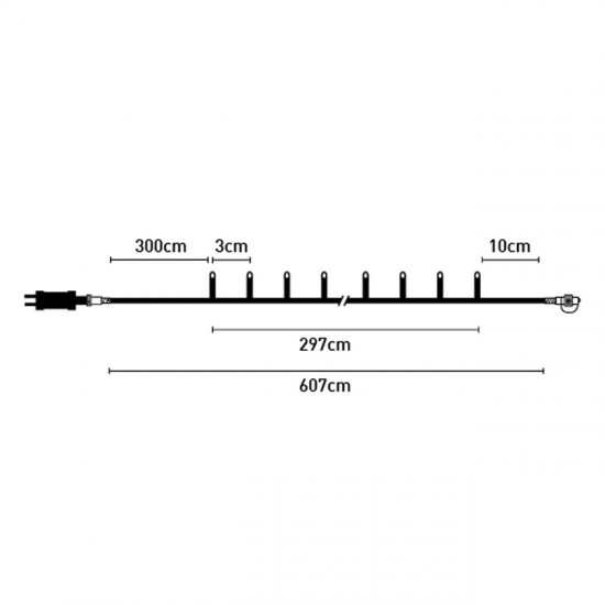Instalatie de Lumini cu 100 de becuri LED & Program de Interior & Exterior 4.95m - Multicolora