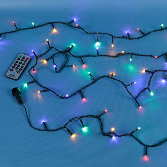 Instalatie de Lumini cu 200 de becuri LED Extensibila cu Telecomanda de Interior & Exterior 13.05m - Alb Cald / Multicolor