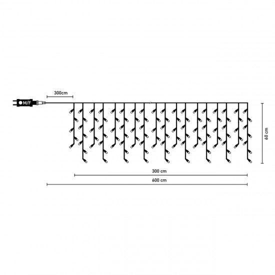 Instalatie de Lumini Perdea cu 288 de Becuri LED cu Program de Interior & Exterior 6m - Multicolor