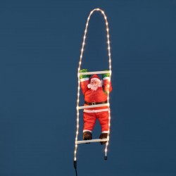 Decoratiune de Craciun Scara cu Mos Craciun cu Lumini 1.45m - Alb Cald