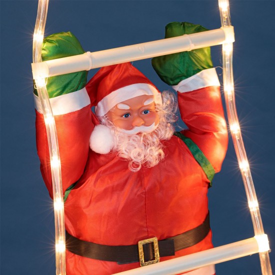 Decoratiune de Craciun Scara cu Mos Craciun cu Lumini 1.45m - Alb Cald