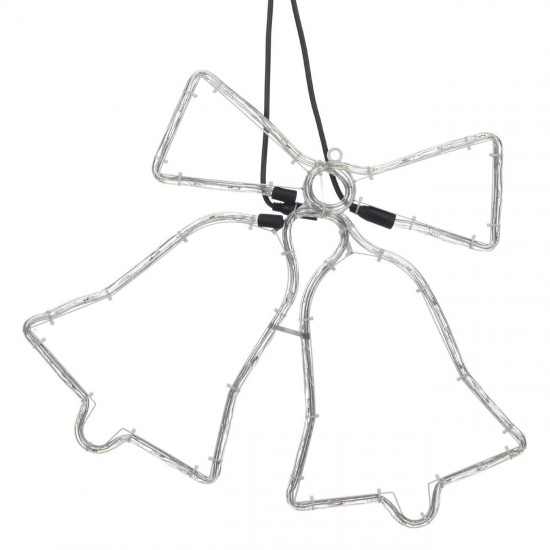 Instalatie Clopote Duble din Furtun Luminos cu LED & Programe 57.5x45.5cm - Multicolore