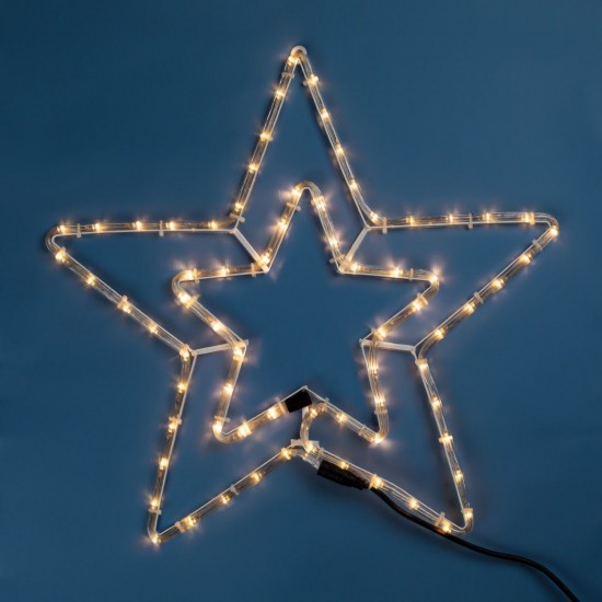 Stea Dubla cu Furtun Luminos LED 56x56cm - Alb Cald