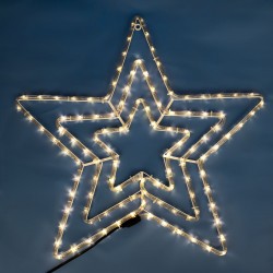 Stea Tripla cu Furtun Luminos LED 63x63cm - Alb Cald