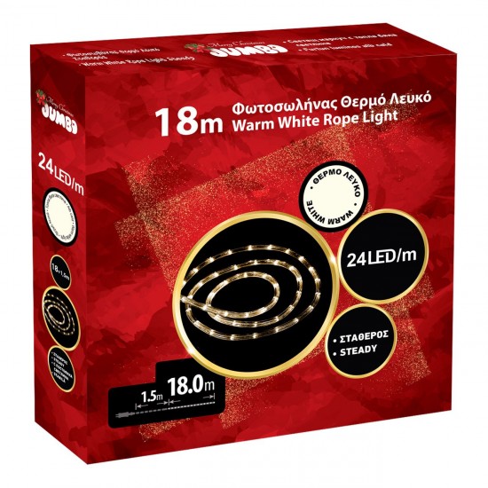 Furtun Luminos LED pentru Spatii Exterioare Lumina Fixa 18m - Alb Cald