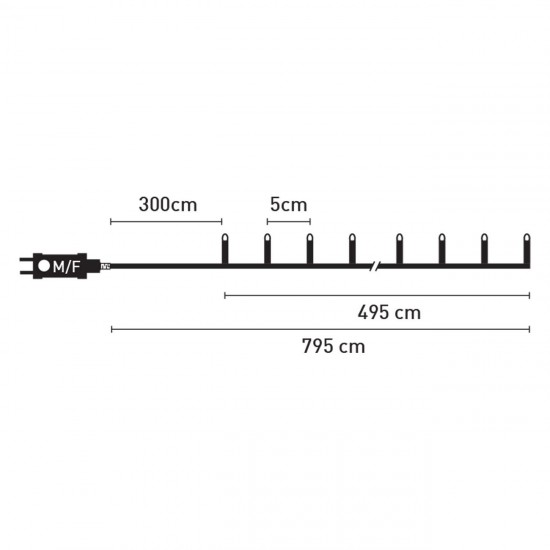Inatalatie de Lumini cu 100 de Becuri LED Program de Interior & Exterior 4.95m - Multicolor Pastelat