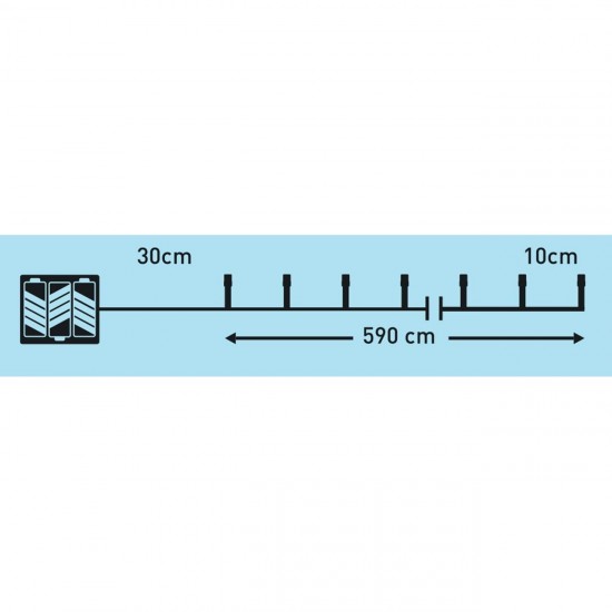 Instalatie de Lumini cu 60 de Becuri LED cu Baterii si Program 5.90m - Multicolor