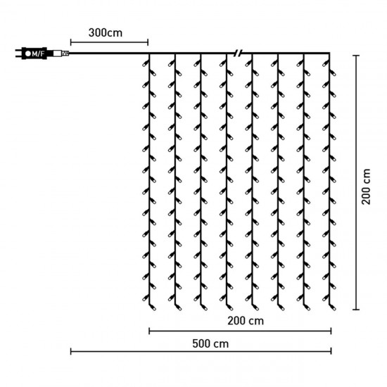 Instalatie de Lumini Perdea cu 360 de Becuri LED cu Programe 5m -  Alb Cald