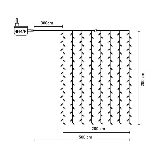 Instalatie de Lumini Perdea cu 360 de Becuri LED cu Programe de Interior & Exterior 5m -  Alb Rece