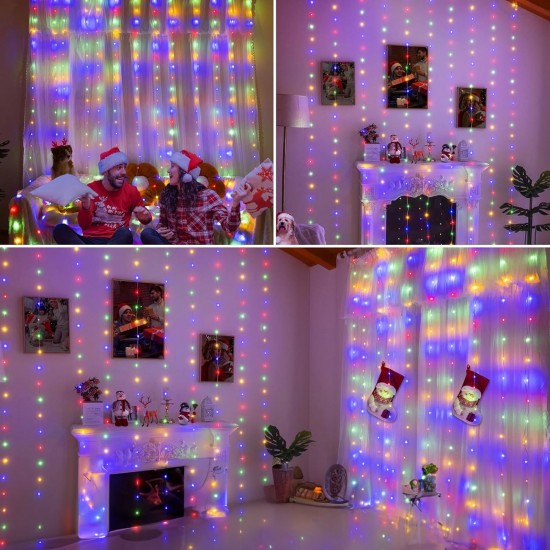 Instalatie cu Lumini Perdea cu 144 de Becuri LED cu Program de Interior & Exterior 1m - Multicolor