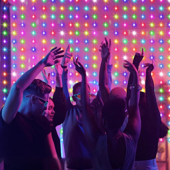 Instalatie cu Lumini Perdea cu 144 de Becuri LED cu Program de Interior & Exterior 1m - Multicolor