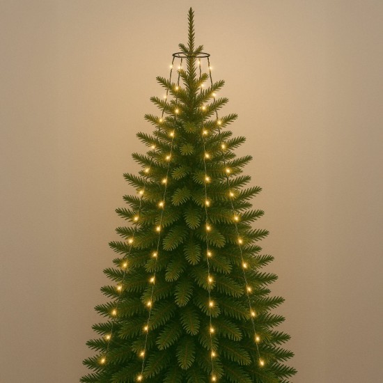 Instalatie Brad Craciun cu 175 de Becuri LED de Interior & Exterior 6,5m - Alb Cald