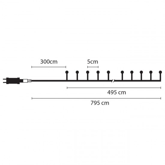 Instalatie de Lumini cu 100 de Becuri LED cu 8 Programe de Interior & Exterior 4.95m - Multicolor