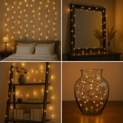 Instalatie de Lumini cu 200 de Becuri LED Copper de Interior & Exterior 19.90m - Alb Cald