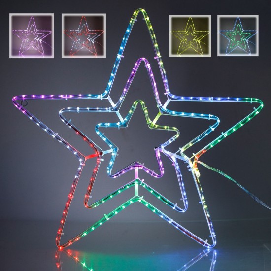 Stea din Furtun Luminos cu LED & Program 56x56cm - Multicolor