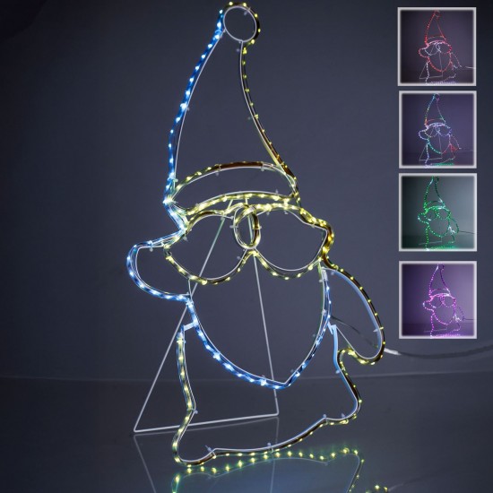 Figurina Mos Craciun cu Furtun LED & Program 40x62cm - Multicolor