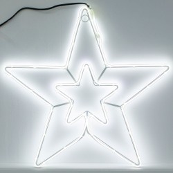 Stea Dubla din Furtun Luminos 57x57cm - Alb Rece