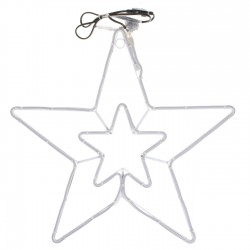Stea Dubla din Furtun Luminos 57x57cm - Alb Rece