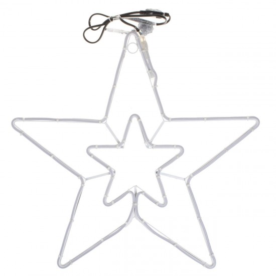 Stea Dubla din Furtun Luminos 57x57cm - Alb Rece