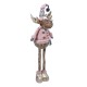 Figura Decorativa de Craciun Cerb cu Haina Roz Caciula Fular 97cm