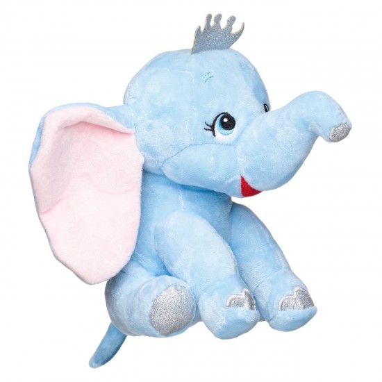 Elefant de Plus Ciel cu Urechi Mari Glitter Argintiu Coroana 21cm