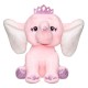 Elefant de Plus Roz cu Urechi Mari Glitter Argintiu Coroana 21cm