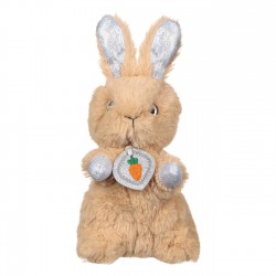 Iepure de Plus Maro Alb Glitter Holografic - 21cm