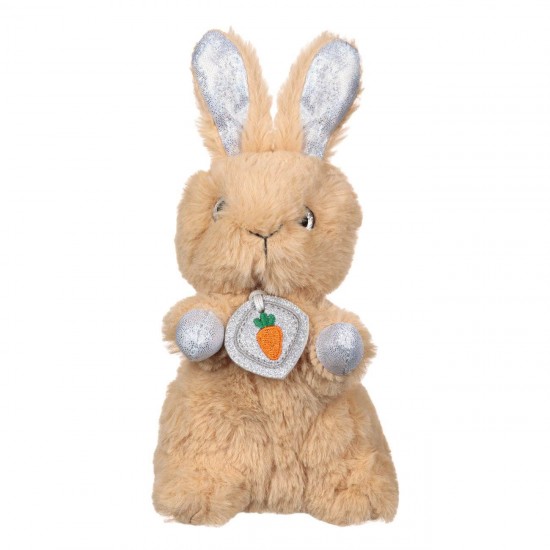 Iepure de Plus Maro Alb Glitter Holografic - 21cm