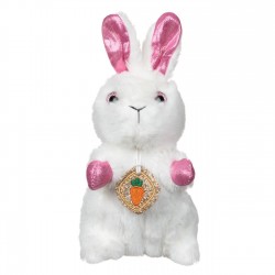 Iepure de Plus Maro Alb Glitter Holografic - 21cm