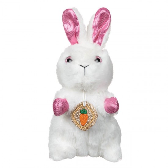 Iepure de Plus Maro Alb Glitter Holografic - 21cm