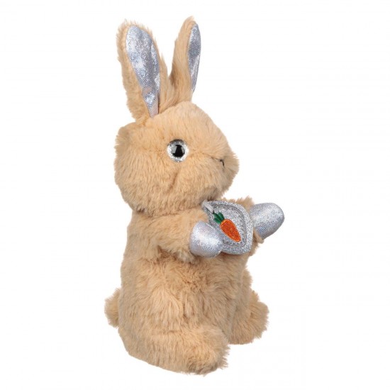 Iepure de Plus Maro Alb Glitter Holografic - 21cm