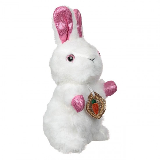 Iepure de Plus Maro Alb Glitter Holografic - 21cm