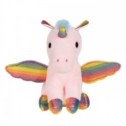 Unicorn de Plus Roz cu Coama Colorata & Coada 16cm