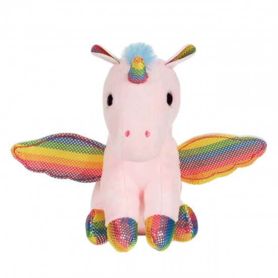 Unicorn de Plus Roz cu Coama Colorata & Coada 16cm