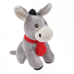 Magarus de Plus Gri cu Fular Rosu 16cm