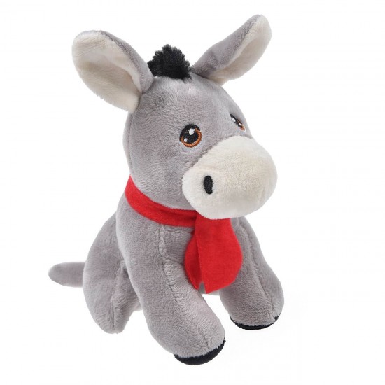 Magarus de Plus Gri cu Fular Rosu 16cm