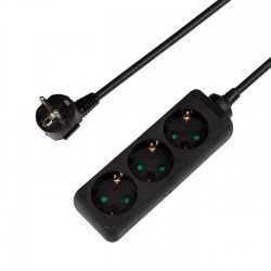 Prelungitor cu 3 Prize Negru cu Siguranta pentru Copii 3680W