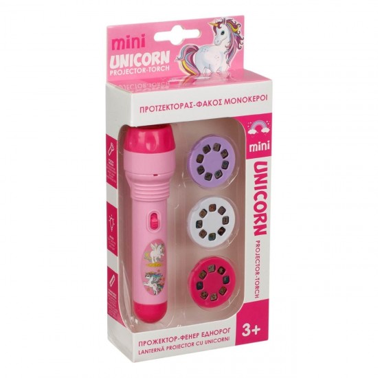 Lanterna Proiector Roz Unicorn cu 3 Diapozitive