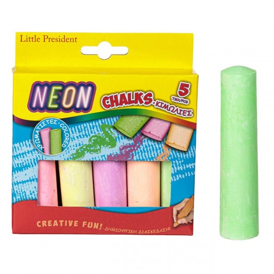 Creta Colorata Groasa Neon 11cm Little President - 5buc