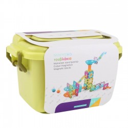 Valiza cu Caramizi Magnetice Colorate - 64 de piese