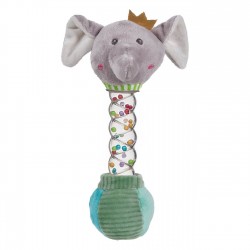 Jucarie Zornaitoare din Plus Elefant cu Coroana Bile Colorate 21cm
