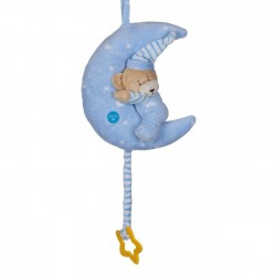 Carusel Muzical pentru Patut Luna Ursulet Bleu cu Lumina 24cm