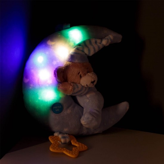 Carusel Muzical pentru Patut Luna Ursulet Bleu cu Lumina 24cm