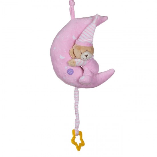 Carusel Muzical pentru Patut Bebe Ursulet Roz cu Lumina 24cm