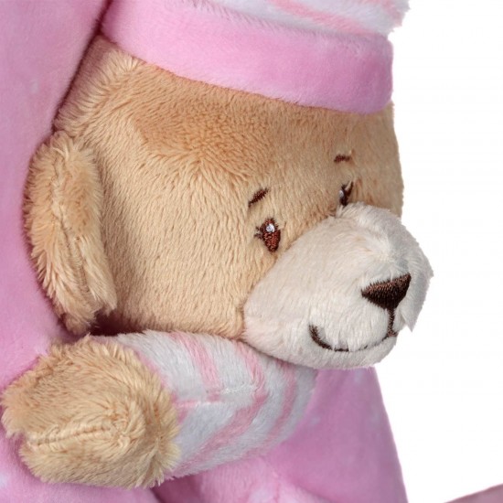 Carusel Muzical pentru Patut Bebe Ursulet Roz cu Lumina 24cm