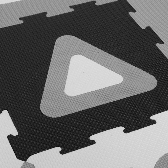 Covor Puzzle Forme Geometrice Alb Negre pentru Copii 32x32cm (9 piese)