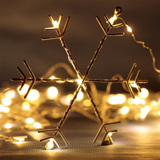 Instalatie de Lumini Perdea cu 147 de becuri LED & 7 Fulgi 2m de Exterior & Interior - Alb Cald