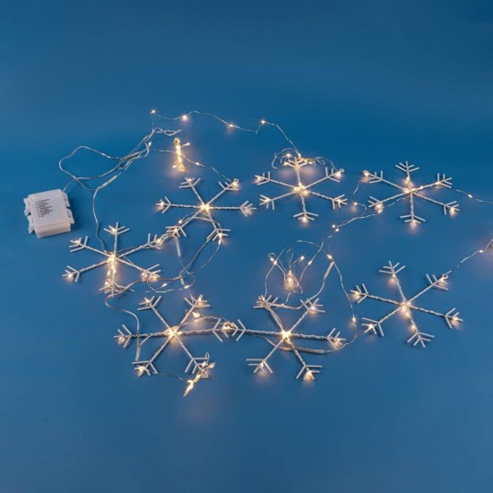 Instalatie de Lumini Perdea cu 147 de becuri LED & 7 Fulgi 2m de Exterior & Interior - Alb Cald